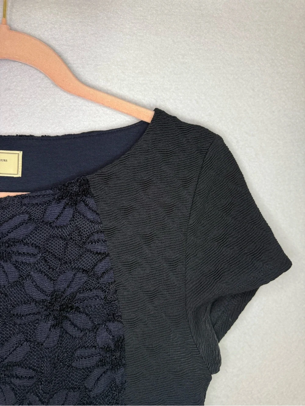 Anthropologie Moulinette Soeurs - Navy Lace-Panel Midi Sheath Dress - Size M - Picture 6 of 8
